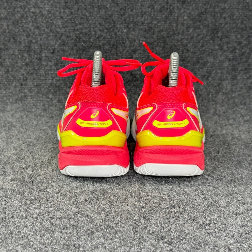 Asics Gel-Resolution 7 Tennis Shoes Womens 5.5 White Red Yellow Athletic Sneaker - Picture 5 of 14